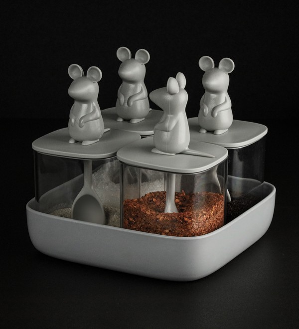 Набор банок для сыпучих продуктов lucky mouse seasoning, 4 шт.