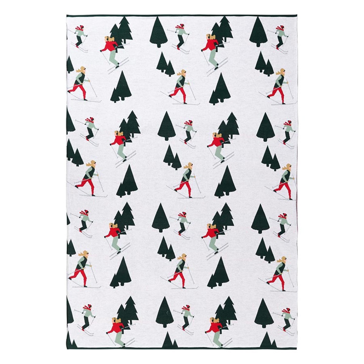 Плед из хлопка с новогодним рисунком let's ski из коллекции new year essential, 130x180 см