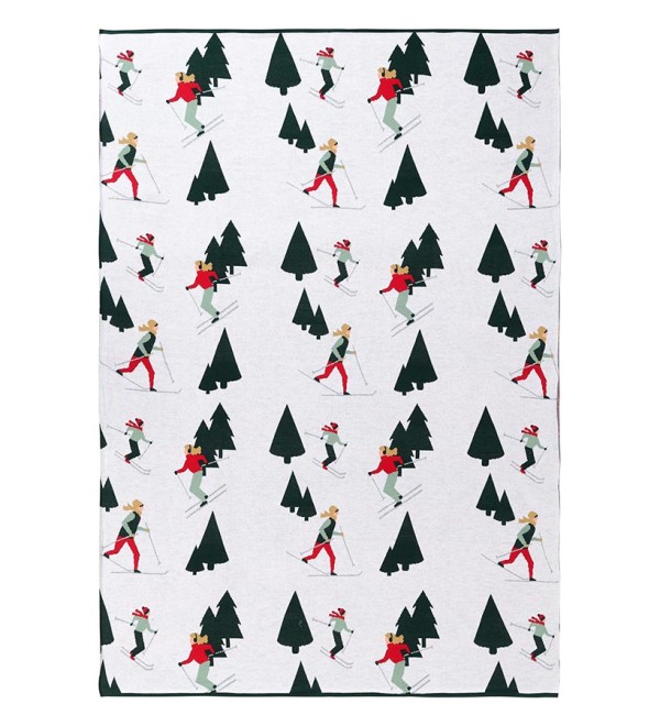 Плед из хлопка с новогодним рисунком let's ski из коллекции new year essential, 130x180 см