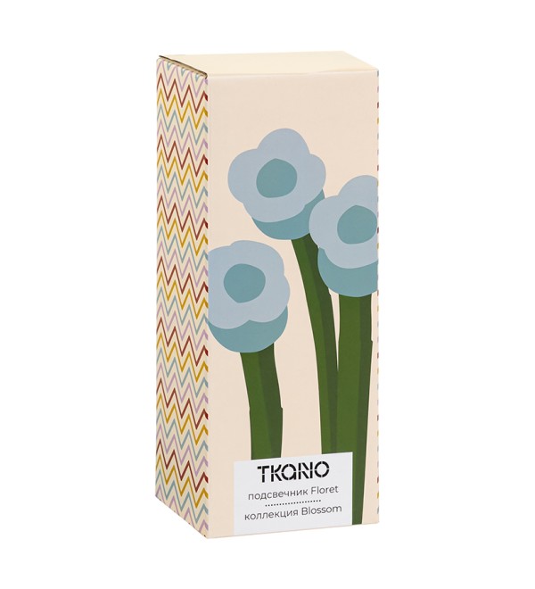 Подсвечник floret голубого цвета из коллекции blossom, 20 см