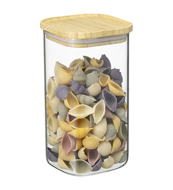 Банка для хранения квадратная glass bamboo, 1,4 л