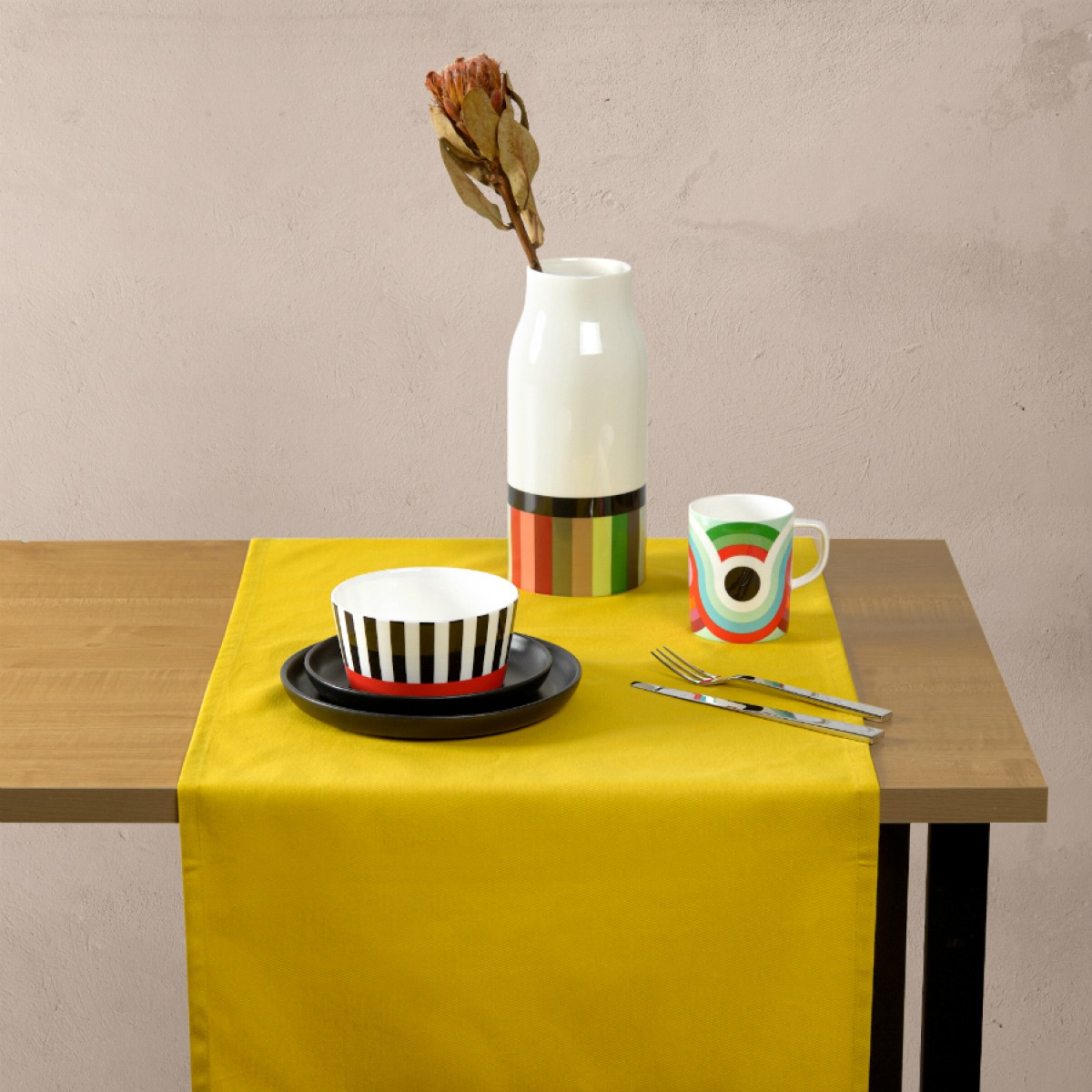 Дорожка на стол горчичного цвета из коллекции wild, 45х150 см