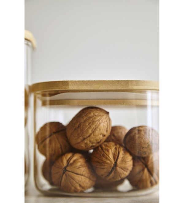 Банка для хранения квадратная glass bamboo,1 л