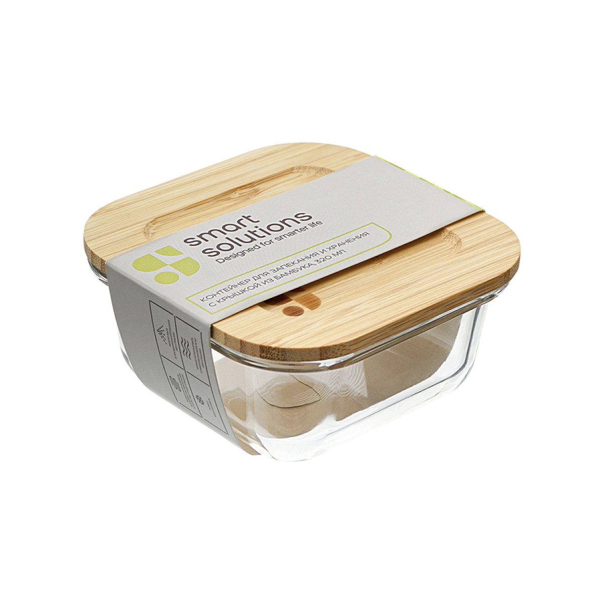 Контейнер для запекания и хранения eco store с крышкой из бамбука, 320 мл