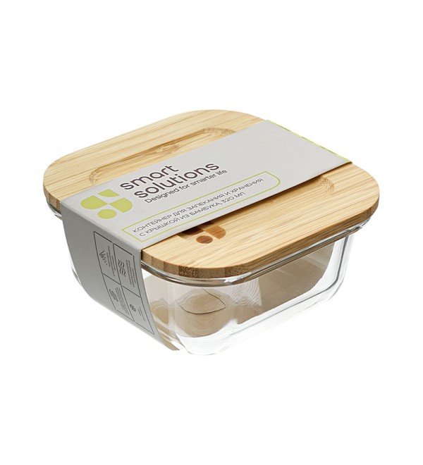Контейнер для запекания и хранения eco store с крышкой из бамбука, 320 мл