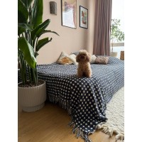 Покрывало из хлопка polka dots темно-синего цвета из коллекции essential, 230х250 см