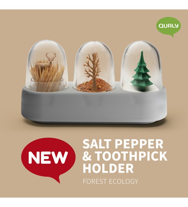 Набор емкостей для соли, перца, зубочисток с подставкой forest ecology