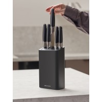 Набор ножей кухонных с подставкой prime, 5 шт., черный