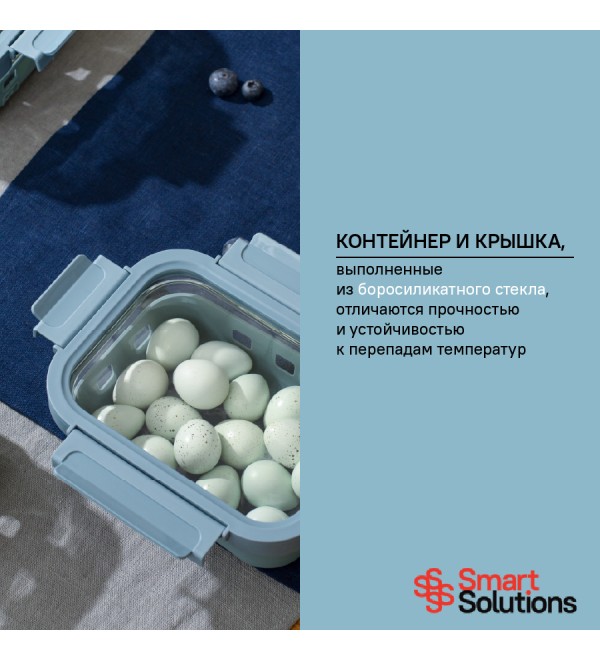 Контейнер для запекания, хранения и переноски продуктов в чехле, 640 мл, синий