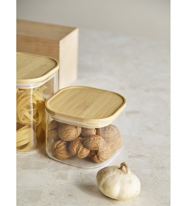 Банка для хранения квадратная glass bamboo,1 л