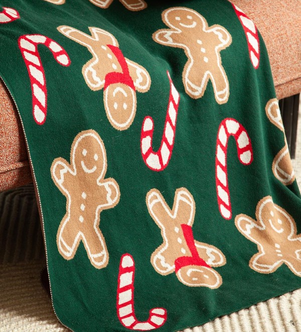 Плед из хлопка с новогодним рисунком gingerman из коллекции new year essential, 130x180 см