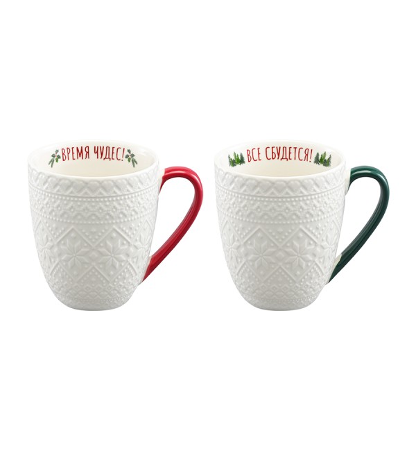Набор из двух кружек winter embroidery из коллекции new year essential, 410 мл