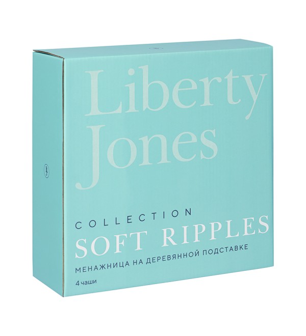Менажница soft ripples, dual glazing, на деревянной подставке, 4 чаши