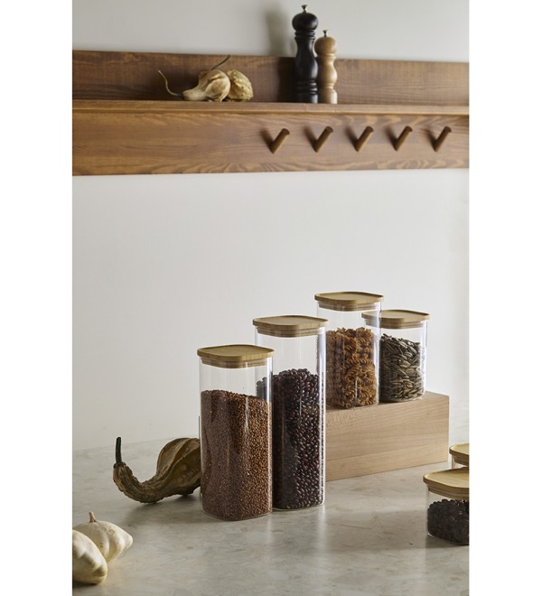 Банка для хранения квадратная glass bamboo, 1,1 л