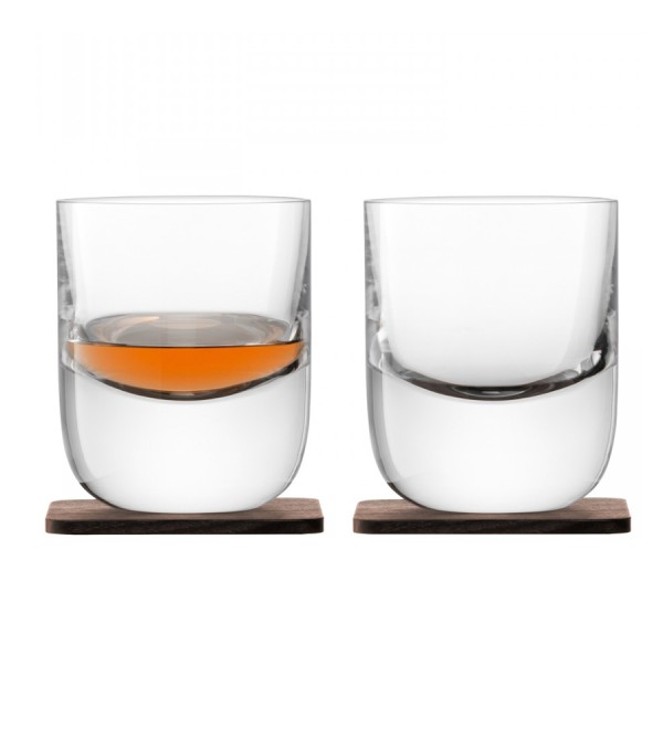 Набор стаканов с деревянными подставками renfrew whisky, 270 мл, 2 шт.