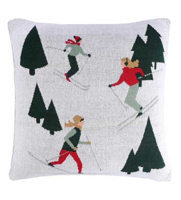 Подушка вязаная с новогодним рисунком let's ski из коллекции new year essential, 45x45 см