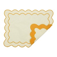 Салфетка под приборы с контрастным кантом горчичного цвета из коллекции trendy ruffles, 35х45 см