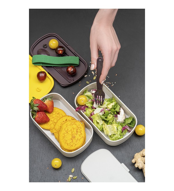 Ланч-бокс с приборами food time, 1 л, серый