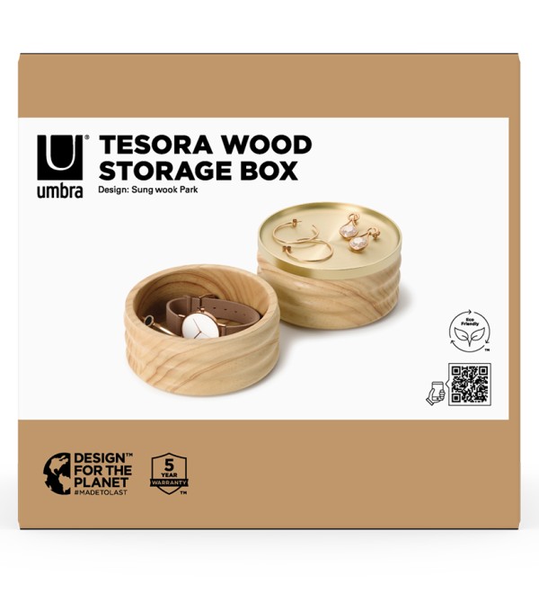 Шкатулка для украшений tesora, натуральное дерево/латунь