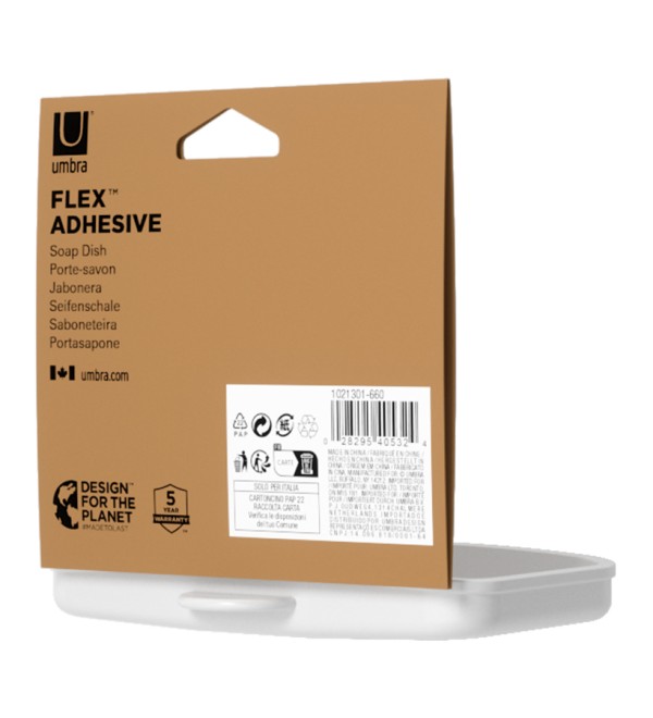 Мыльница для душа настенная flex adhesive, белая