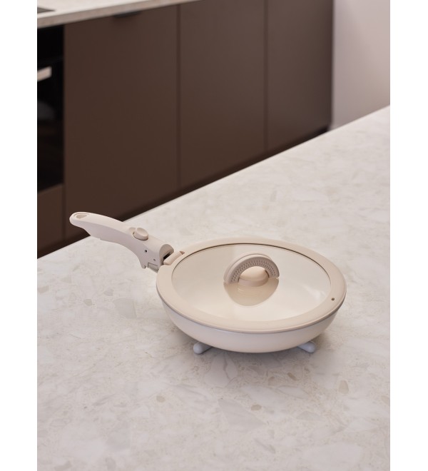 Сковорода с крышкой и съемной ручкой smart ceramic, D28 см