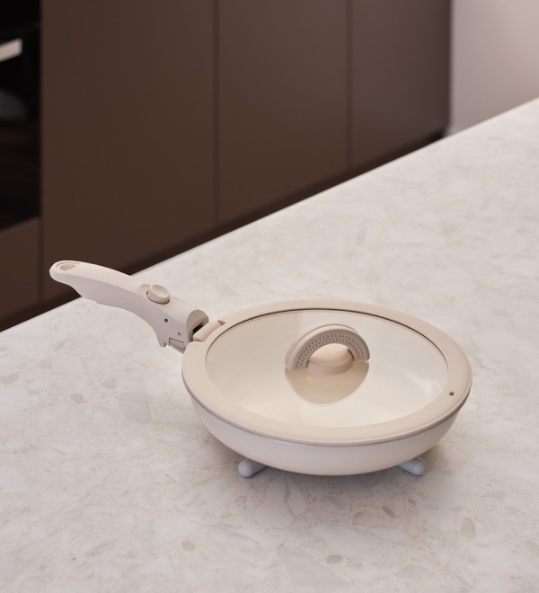 Сковорода с крышкой и съемной ручкой smart ceramic, D28 см