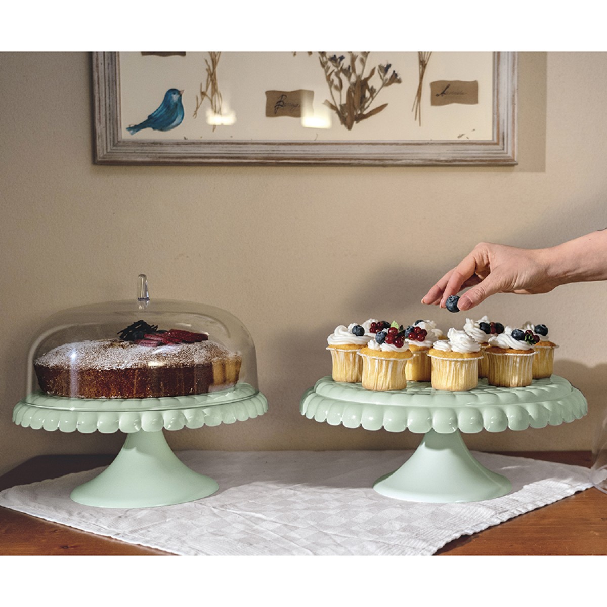 Блюдо для торта с крышкой tiffany, D30 см, зеленое