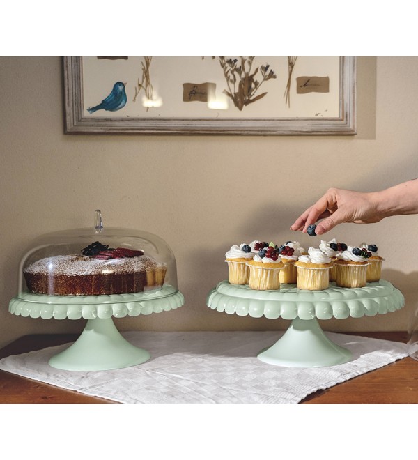 Блюдо для торта с крышкой tiffany, D30 см, зеленое