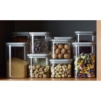 Банка для хранения прямоугольная vacuum glass, 1,25 л, светло-серая