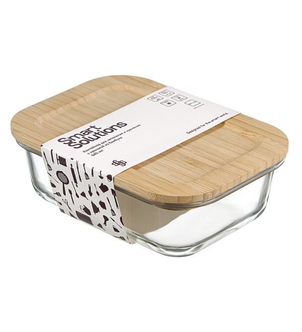 Контейнер для запекания и хранения eco store с крышкой из бамбука, 640 мл