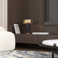 Лампа настольная stone, D27х35 см, черная/золотистая