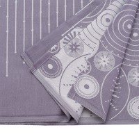 Скатерть из хлопка фиолетово-серого цвета с рисунком Ледяные узоры, new year essential, 180х180см