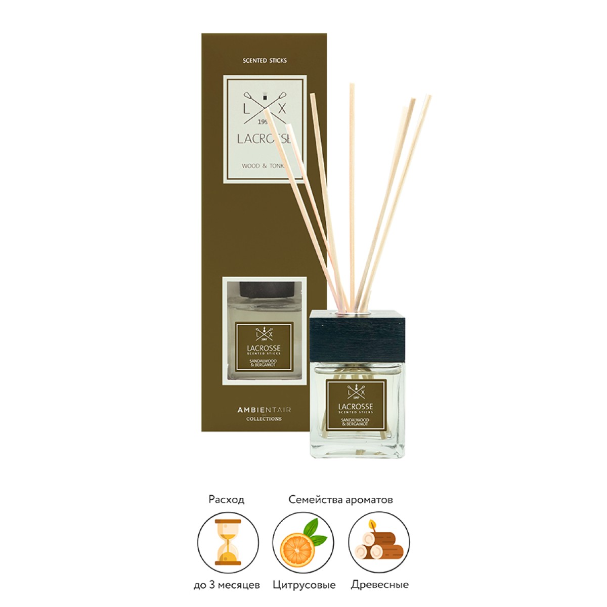 Диффузор ароматический lacrosse, sandalwood&bergamot, 100 мл