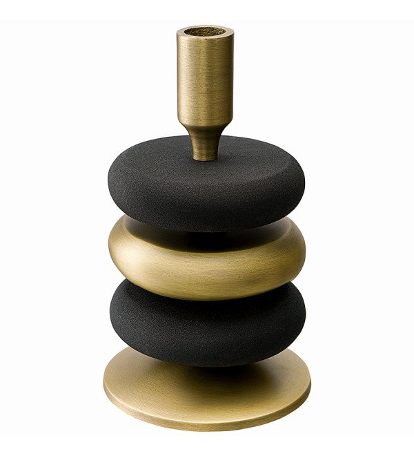 Подсвечник stone, 20 см, черный/античная латунь