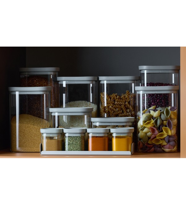 Банка для хранения прямоугольная vacuum glass, 500 мл, светло-серая