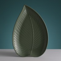 Блюдо сервировочное in the forest leaf, 26х38 см, серо-зеленое