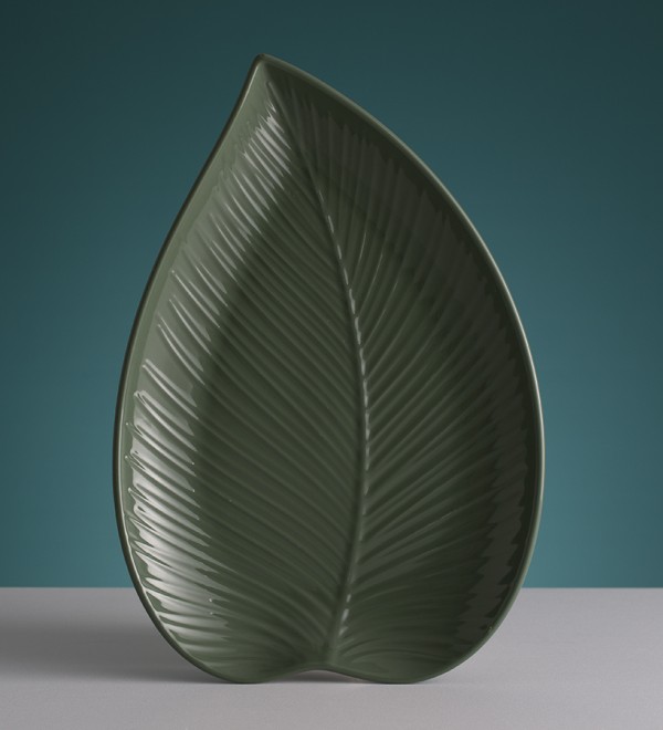 Блюдо сервировочное in the forest leaf, 26х38 см, серо-зеленое
