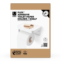 Держатель для туалетной бумаги с полкой flex adhesive, белый