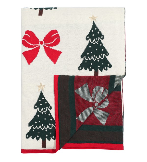 Плед из хлопка с новогодним рисунком christmas bows из коллекции new year essential, 130x180 см
