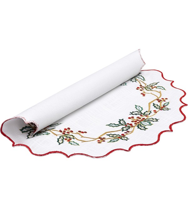 Набор из двух салфеток под приборы festive wreath из коллекции new year essential, D38 см
