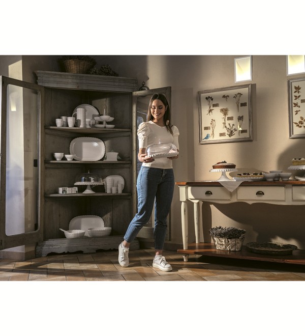 Блюдо для торта с крышкой tiffany, D30 см, молочно-белое