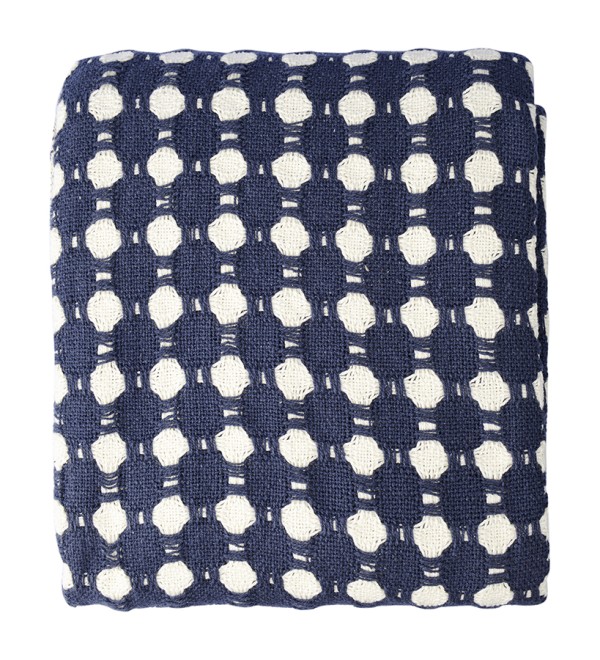 Покрывало из хлопка polka dots темно-синего цвета из коллекции essential, 230х250 см