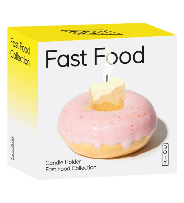 Подсвечник fast food, donut, D7 см, розовый