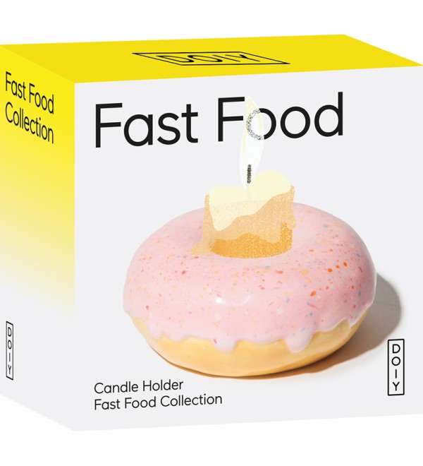 Подсвечник fast food, donut, D7 см, розовый