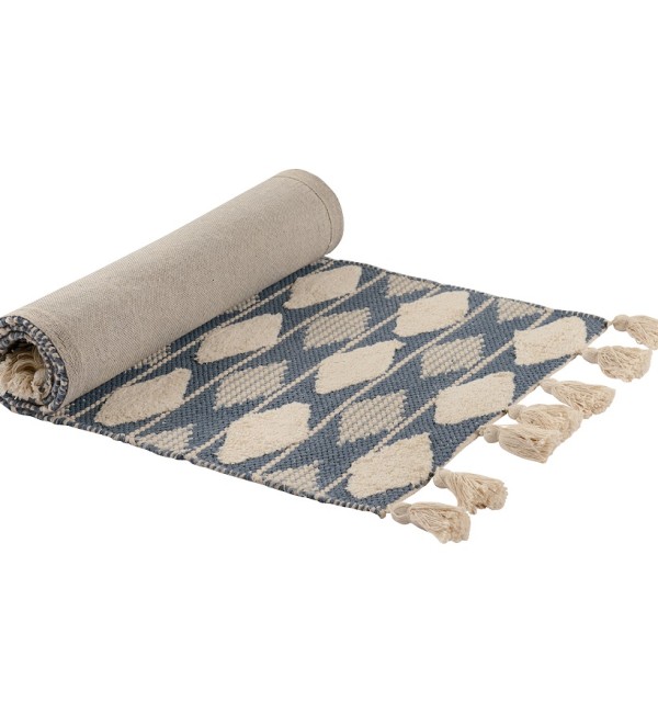 Ковер из хлопка синего цвета argyle из коллекции ethnic, 70х160 см