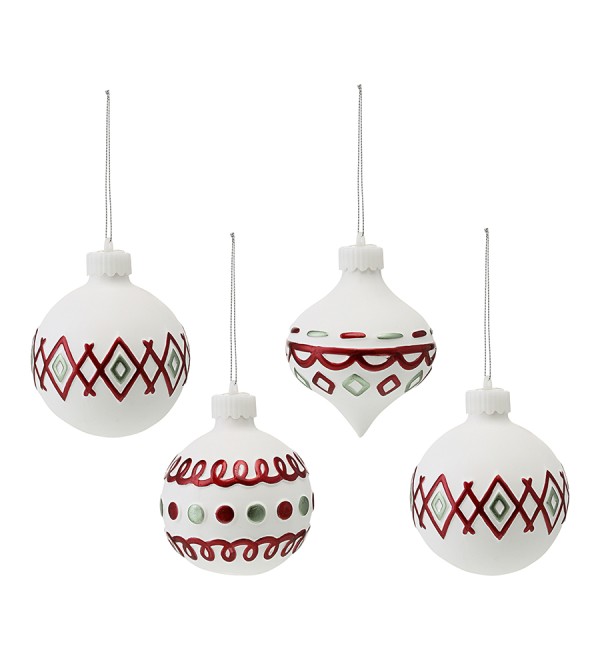 Набор ёлочных украшений с подсветкой festive embroidery из коллекции new year essential, 4 шт.