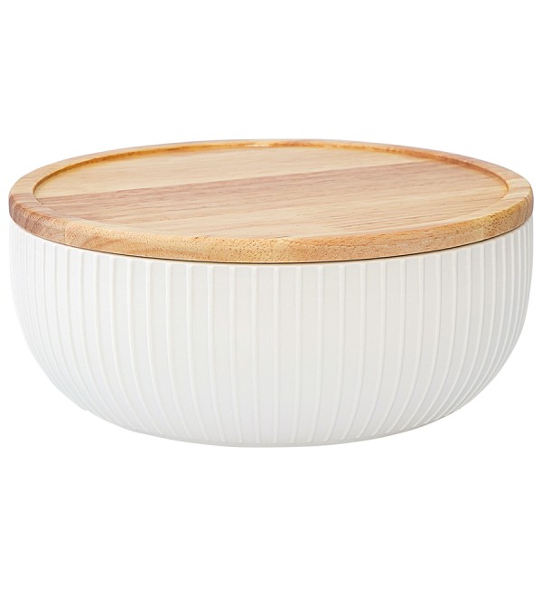 Салатник с крышкой из каучукового дерева soft ripples, dual glazing, D22 см