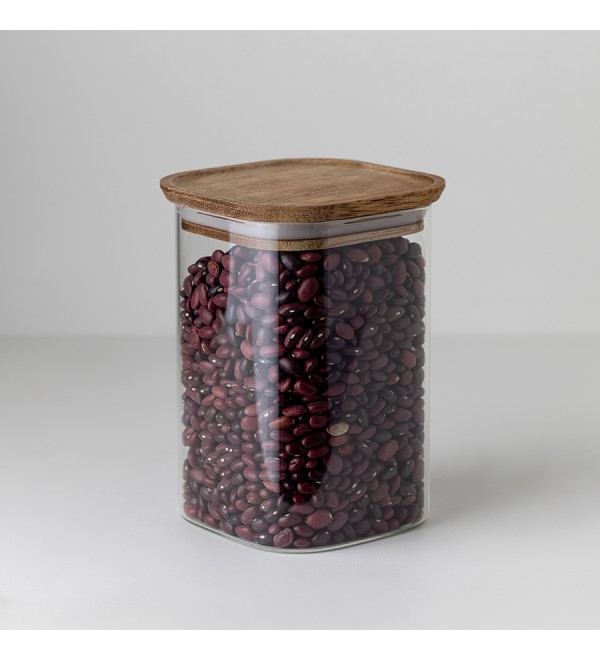 Банка для хранения квадратная glass acacia, 1,1 л
