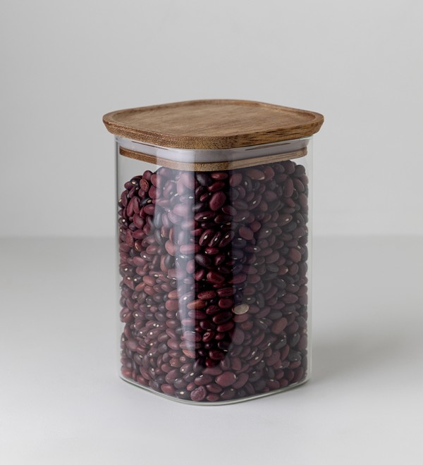 Банка для хранения квадратная glass acacia, 1,1 л