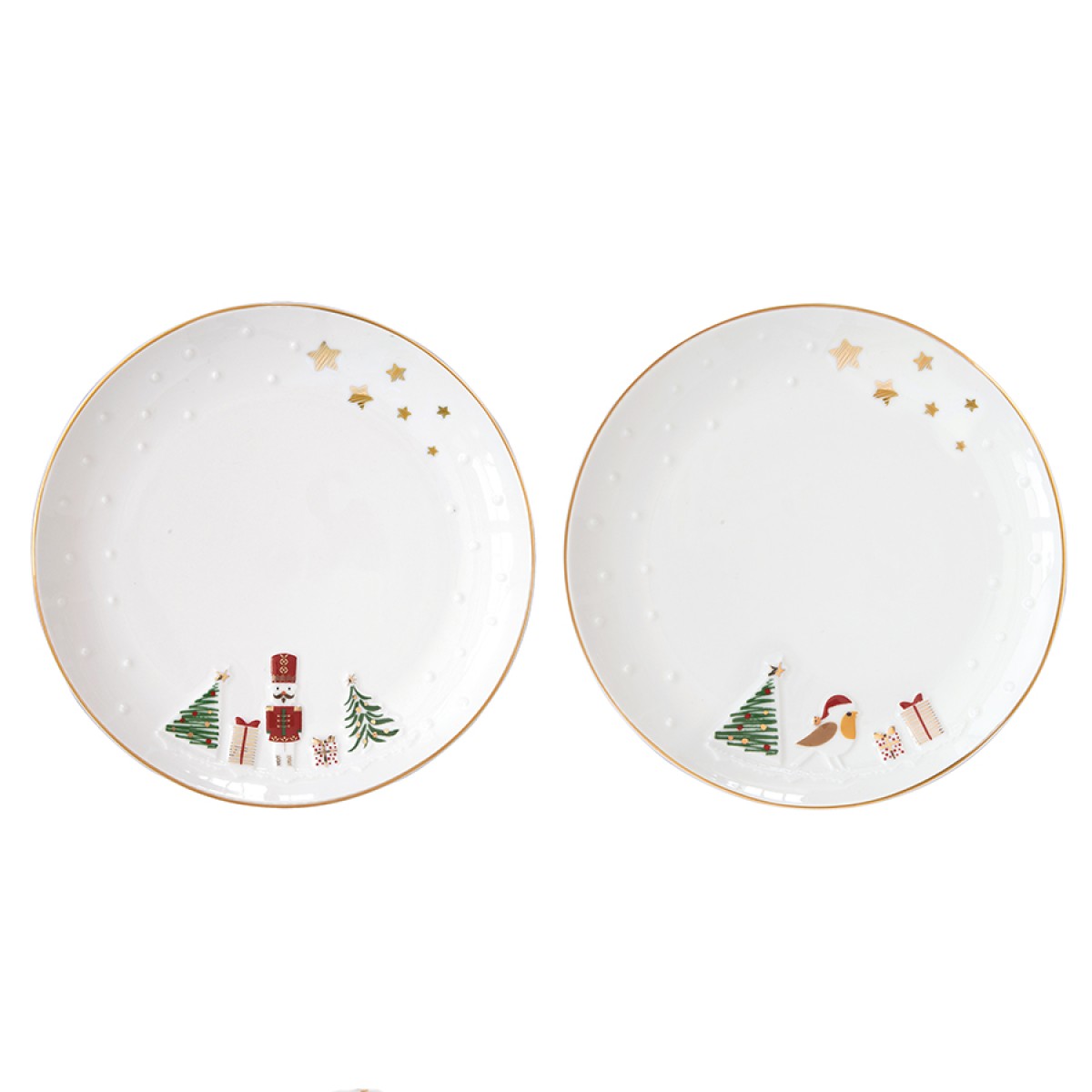 Набор десертных тарелок let it snow, nutcracker & bird, D16 см, 2 шт.